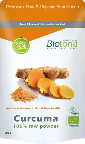 De Online Drogist Biotona curcuma powder raw 200gr aanbieding