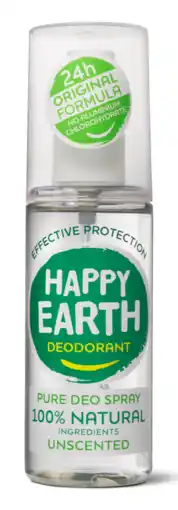 De Online Drogist Happy earth happy earth 100% natuurlijke deo spray unscented 100ml aanbieding
