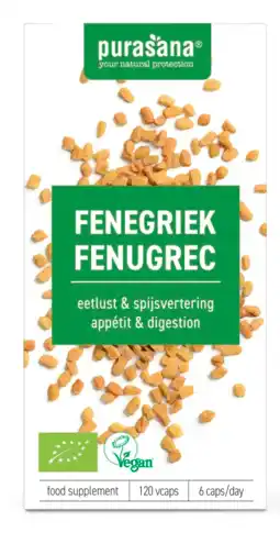 De Online Drogist Purasana fenegriek capsules 120vcp aanbieding