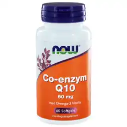 De Online Drogist Now co-enzym q10 60 mg met omega-3 visolie capsules 60st aanbieding