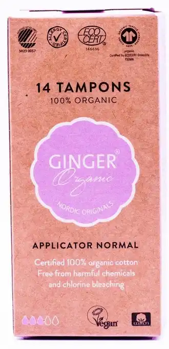 De Online Drogist Ginger organic tampons normal met applicator 14st aanbieding