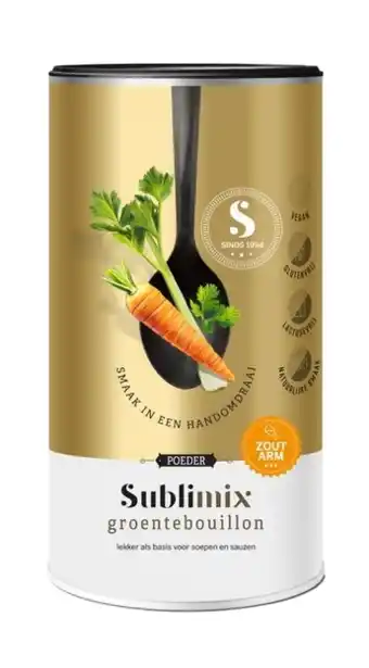 De Online Drogist Sublimix glutenvrije groentenbouillon zoutarm 260gr aanbieding