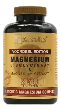 De Online Drogist Artelle magnesium bisglycinaat & citraat tabletten 250tb aanbieding