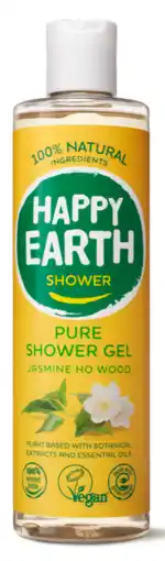 De Online Drogist Happy earth pure shower gel jasmine ho wood 300ml aanbieding