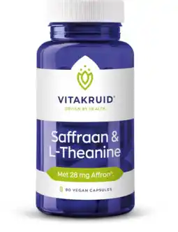 De Online Drogist Vitakruid saffraan & l-theanine capsules 90vcp aanbieding