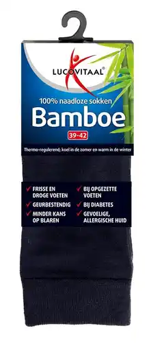 De Online Drogist Lucovitaal bamboe lange sokken blauw 39-42 1pr aanbieding