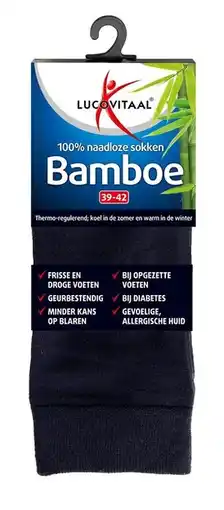 De Online Drogist Lucovitaal bamboe lange sokken blauw 39-42 1pr aanbieding