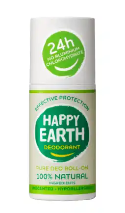 De Online Drogist Happy earth 100% natuurlijke deo roll-on unscented 75ml aanbieding