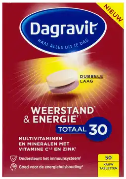 De Online Drogist Dagravit weerstand & energie totaal 30 kauwtabletten 50tb aanbieding