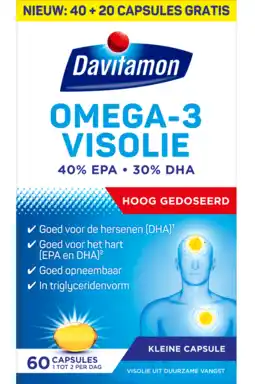 De Online Drogist Davitamon compleet omega 3 visolie 60cp aanbieding