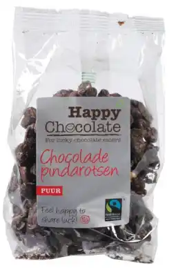 De Online Drogist Happy chocolate chocolade pindarotsen puur 150gr aanbieding