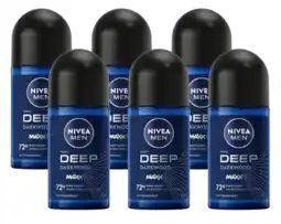 De Online Drogist Nivea men deep roll-on voordeelverpakking 6x50ml aanbieding