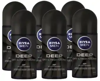 De Online Drogist Nivea men deep roll-on voordeelverpakking 6x50ml aanbieding