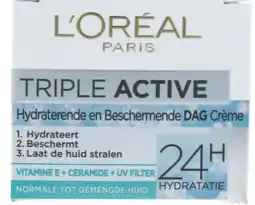 De Online Drogist L'oréal paris triple active dagcrème normale, gemengde huid 50ml aanbieding