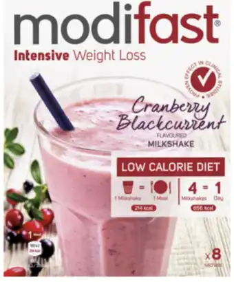 De Online Drogist Modifast intensive milkshake cranberry 440gr aanbieding