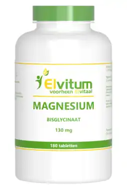 De Online Drogist Elvitum magnesium bisglycinaat 130mg tabletten 180tb aanbieding