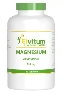 De Online Drogist Elvitum magnesium bisglycinaat 130mg tabletten 180tb aanbieding