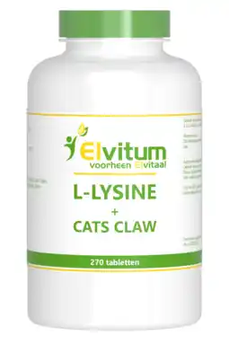 De Online Drogist Elvitum l-lysine cats claw tabletten 270tb aanbieding