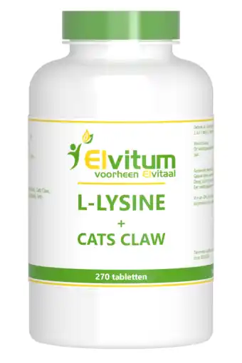 De Online Drogist Elvitum l-lysine cats claw tabletten 270tb aanbieding