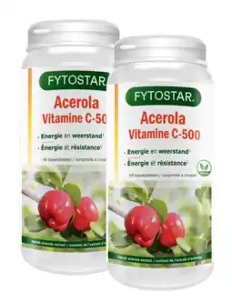 De Online Drogist Fytostar acerola c-500 vitamine c kauwtabletten - duoverpakking 2x60ktb aanbieding