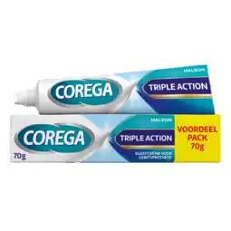 De Online Drogist Corega triple action kleefcrème voordeel pack 70gr aanbieding