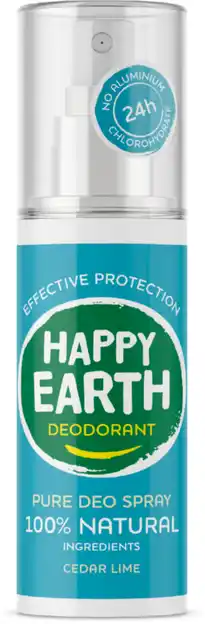 De Online Drogist Happy earth happy earth 100% natuurlijke deo spray cedar lime 100ml aanbieding