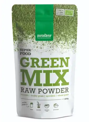 De Online Drogist Purasana green mix raw powder 200gr aanbieding