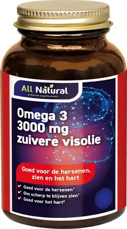 De Online Drogist All natural omega-3 3000 mg zuivere visolie capsules 100cp aanbieding