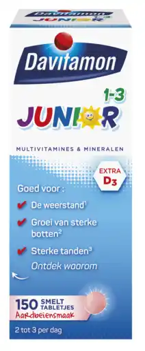 De Online Drogist Davitamon junior 1-3 aardbei smelttabletten 150tb aanbieding