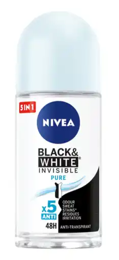 De Online Drogist Nivea black & white invisible pure roll-on 50ml aanbieding