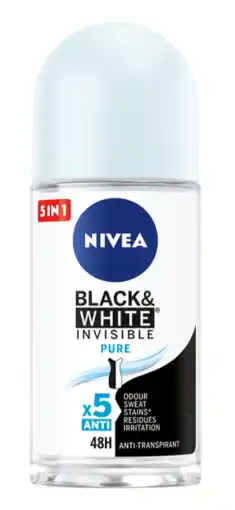 De Online Drogist Nivea black & white invisible pure roll-on 50ml aanbieding