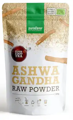 De Online Drogist Purasana ashwagandha raw powder 100gr aanbieding