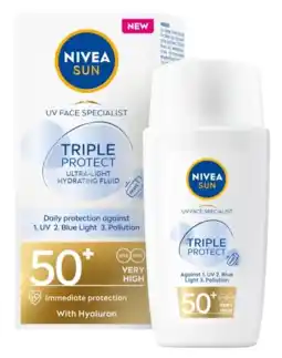 De Online Drogist Nivea sun triple protect spf50+ zonnebrandcrème 40ml aanbieding