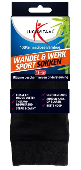 De Online Drogist Lucovitaal wandel werk & sportsokken bamboe 43-46 1pr aanbieding