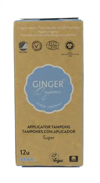 De Online Drogist Ginger organic tampons super met applicator 14st aanbieding