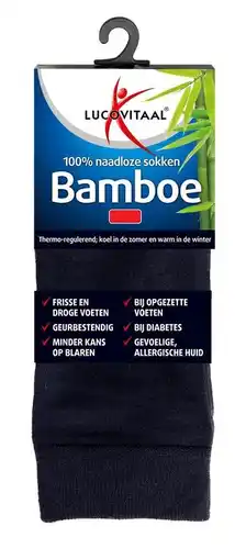 De Online Drogist Lucovitaal bamboe lange sokken blauw 35-38 1pr aanbieding