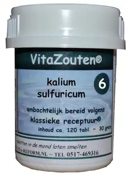 De Online Drogist Vita reform van der snoek vita reform vitazouten nr. 6 kalium sulfuricum 120tb aanbieding