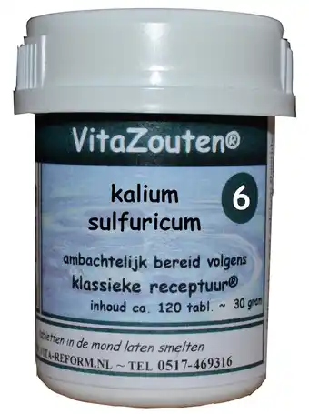 De Online Drogist Vita reform van der snoek vita reform vitazouten nr. 6 kalium sulfuricum 120tb aanbieding