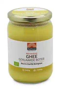 De Online Drogist Mattisson healthstyle ghee geklaarde boter 500gr aanbieding