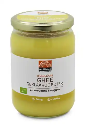 De Online Drogist Mattisson healthstyle ghee geklaarde boter 500gr aanbieding