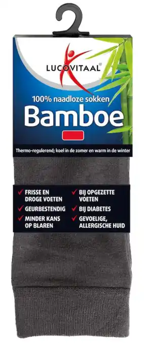 De Online Drogist Lucovitaal bamboe lange sokken antraciet 39-42 1pr aanbieding