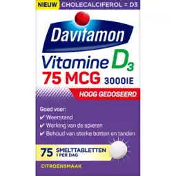 De Online Drogist Davitamon vitamine d3 75 mcg smelttablet 75tb aanbieding