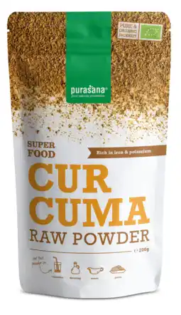 De Online Drogist Purasana curcuma raw powder 200gr aanbieding