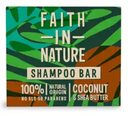 De Online Drogist Faith in nature shampoo bar kokosnoot en sheaboter 85gr aanbieding