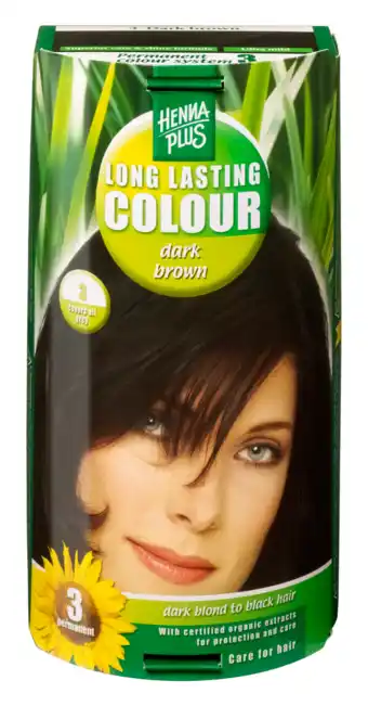 De Online Drogist Hennaplus long lasting colour 3 dark brown 100ml aanbieding