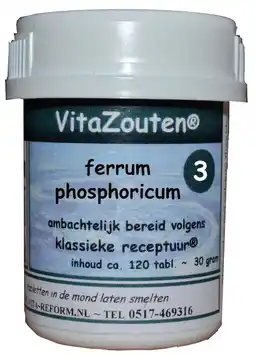 De Online Drogist Vita reform van der snoek vita reform vitazouten nr. 3 ferrum phosphoricum 120tb aanbieding