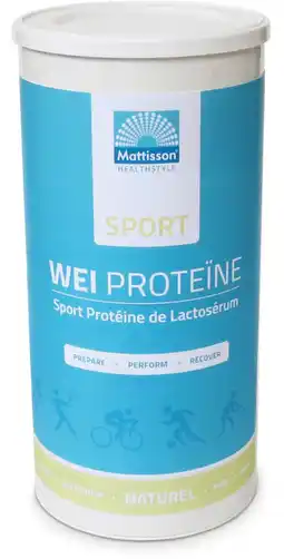 De Online Drogist Mattisson healthstyle sport wei proteïne naturel 450gr aanbieding