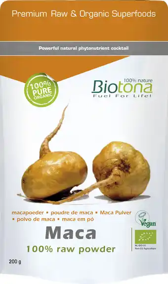 De Online Drogist Biotona maca powder raw 200gr aanbieding