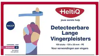De Online Drogist Heltiq detecteerbare lange vingerpleisters pe 120x20mm 100st aanbieding