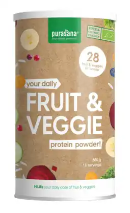 De Online Drogist Purasana fruit & veggie proteïne poeder 360gr aanbieding